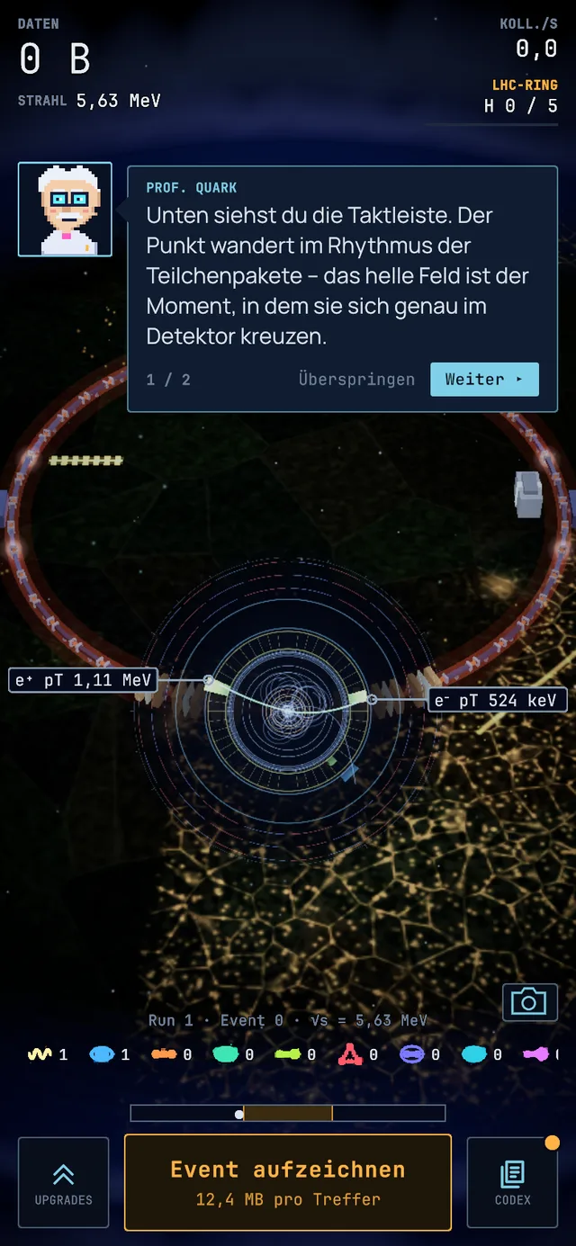 Vista de un evento de Electrón, captura de pantalla del juego.