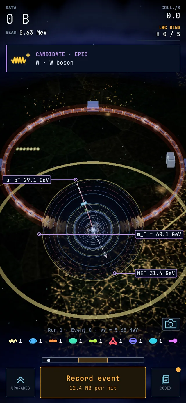 Eventanzeige eines W-Boson-Events, Screenshot aus dem Spiel.