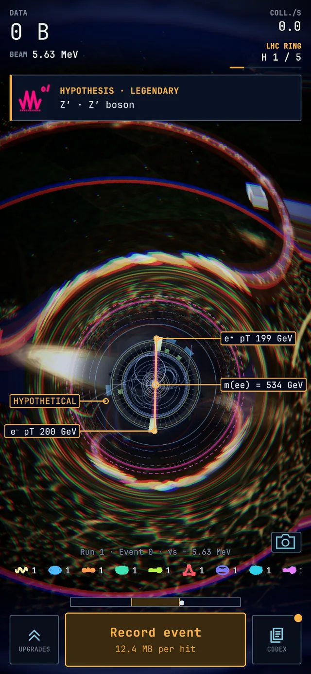 Eventanzeige eines Z′-Boson-Events, Screenshot aus dem Spiel.